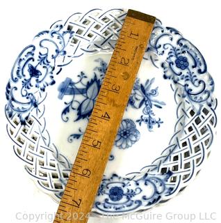 Five (5) Meissen Blue & White Porcelain Fretwork Plates 
