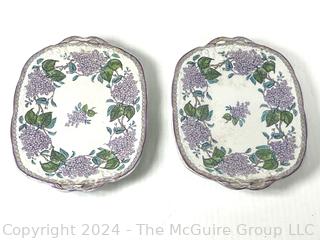 Two (2) C.M.& S. Floral "Lilac" Footed Platters, each 8 x 11" 