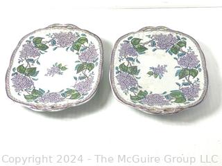 Two (2) C.M.& S. Floral "Lilac" Footed Platters, each 8 x 11" 