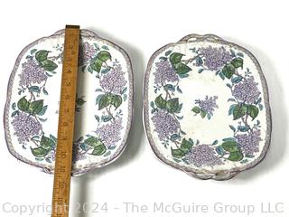 Two (2) C.M.& S. Floral "Lilac" Footed Platters, each 8 x 11" 