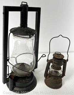 Two (2) Antique Kerosene Lanterns; 1 German