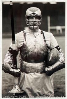 Vintage photos of the early Philadelphia Eagles football coaches and players reviewing plays and video.