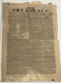 Vol. 1, No. 1 "The Sun" Newspaper.  The Very First Day 8 Page Edition of The Baltimore Sun, May 17, 1837 