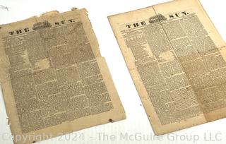 Vol. 1, No. 1 "The Sun" Newspaper.  The Very First Day 8 Page Edition of The Baltimore Sun, May 17, 1837 