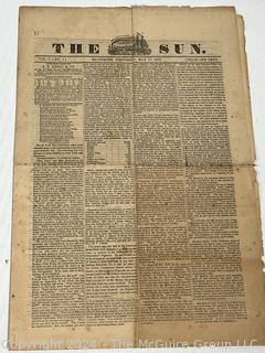 Vol. 1, No. 1 "The Sun" Newspaper.  The Very First Day 8 Page Edition of The Baltimore Sun, May 17, 1837 