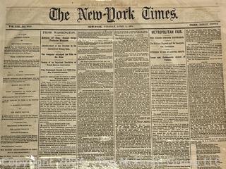 Eight (8) Page Original New York Times April 5, 1864 Civil War