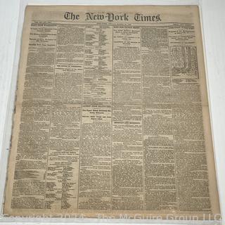 Eight (8) Page Original New York Times March 28, 1862.  Includes list of fallen soldiers from the Battle of Winchester. Civil War