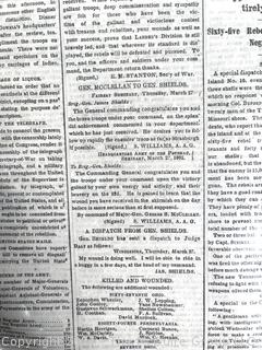 Eight (8) Page Original New York Times March 28, 1862.  Includes list of fallen soldiers from the Battle of Winchester. Civil War