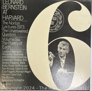 Six (6) Vinyl Box Sets: Leonard Bernstein – Leonard Bernstein At Harvard - The Norton Lectures 1973: "The Unanswered Question", 6 volumes "The Poetry Of Earth"