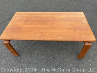 Mid Century Modern Solid Teak Wood Coffee Table. 49" X 26" X 18"