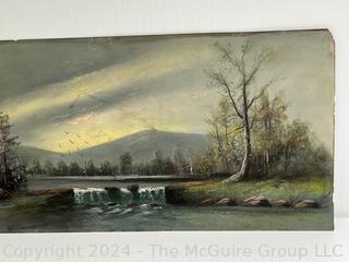 Landscape Gouache on Artists Board, signed Lower Left. Measures 10 x 24" 