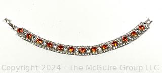 Amber and Clear Rhinestone Bracelet