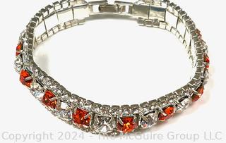 Amber and Clear Rhinestone Bracelet