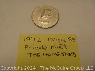 Franklin Mint 100 grains Private Strike Coin for "The Homestead" 1972 B.Franklin Bust