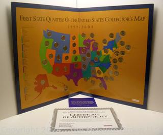 1999-2008 50 State Quarters Set  -P Two Page Map Booklet (Unc) COA