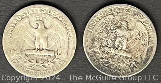 Washington Silver Quarter Dollar Coins 1935 & !943