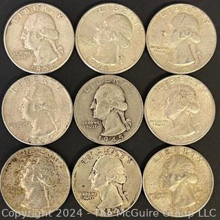 Thirty (30) Washington Silver Quarter Dollar Coins