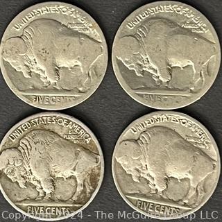 Four (4) Buffalo Nickel Coins 