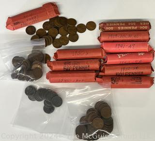 ~12 Rolls Worth of Wheat Cents Including Some Steel Cents