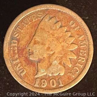 1901 Indian Head Penny One Cent Coin