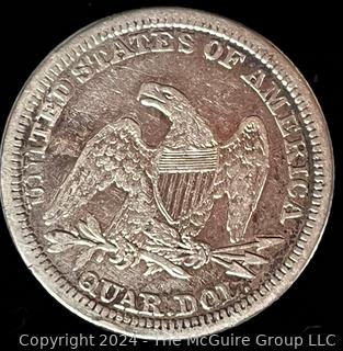 1857-P Seated Liberty Quarter Dollar Coin