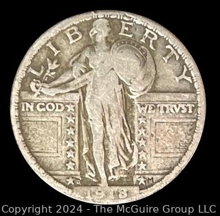 1918 -D Standing Liberty Quarter Dollar Coin