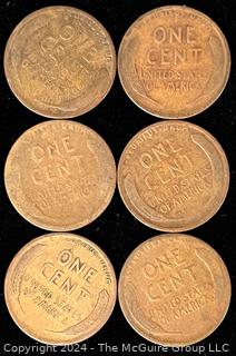 Six (6) Lincoln Head Wheat Cent Coins: 1914-1916-1917-1918-1919 various mint marks P-D