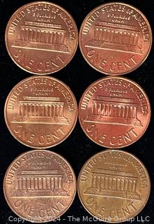 Six (6) Lincoln Head Memorial Cent Coins: 1964-1968 various mint marks P-D