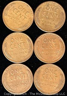 Six (6) Lincoln Head Wheat Cent Coins: 1953-1954-1955 various mint marks P-D-S 