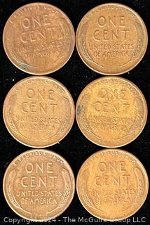 Six (6) Lincoln Head Wheat Cent Coins: 1951-1952-1953 various mint marks P-D-S