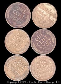 Six (6) Lincoln Head Wheat Cent Coins: 1919-1920-1921 various mint marks P-D-S 