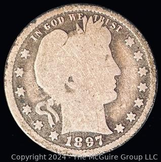 1897-P Barber Quarter Dollar Coin