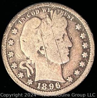 1896-P Barber Quarter Dollar Coin