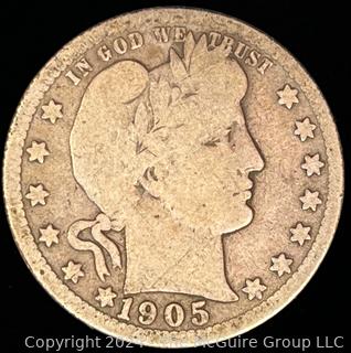 1905-S Barber Quarter Dollar Coin