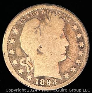 1893-P Barber Quarter Dollar Coin