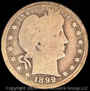 1899-O Barber Quarter Dollar Coin