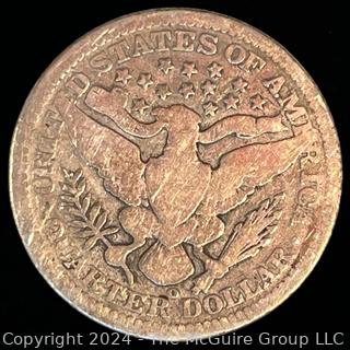 1907 -D Barber Quarter Dollar Coin