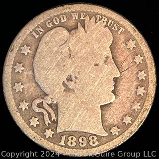 1898-O Barber Quarter Dollar Coin