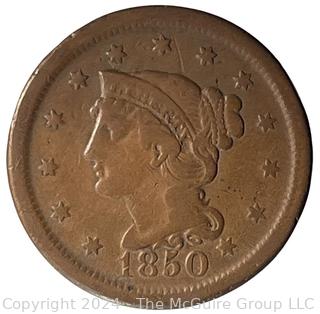 1850 Coronet Large Cent Coin 