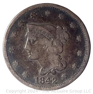 1842 Coronet Large Cent Coin