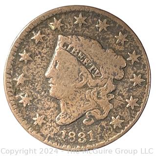 1831 Coronet Large Cent Coin