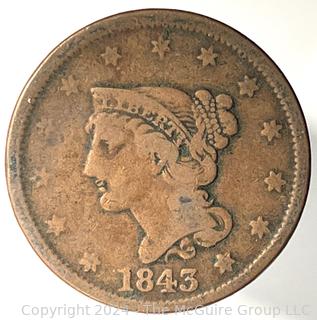 1843 Coronet Large Cent Coin