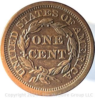 1854 Coronet Large Cent Coin