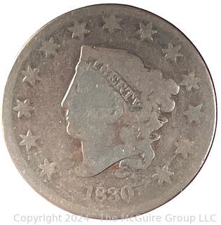 1830 Coronet Large Cent Coin