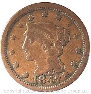 1847 Coronet Large Cent Coin