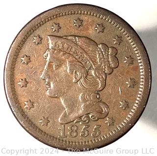 1855 Coronet Large Cent Coin