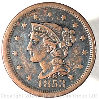 1853 Coronet Large Cent Coin