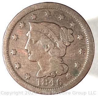 1846 Coronet Large Cent Coin