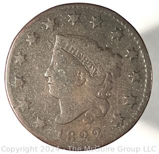 1822 Coronet Large Cent Coin