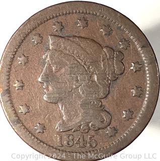 1845 Coronet Large Cent Coin